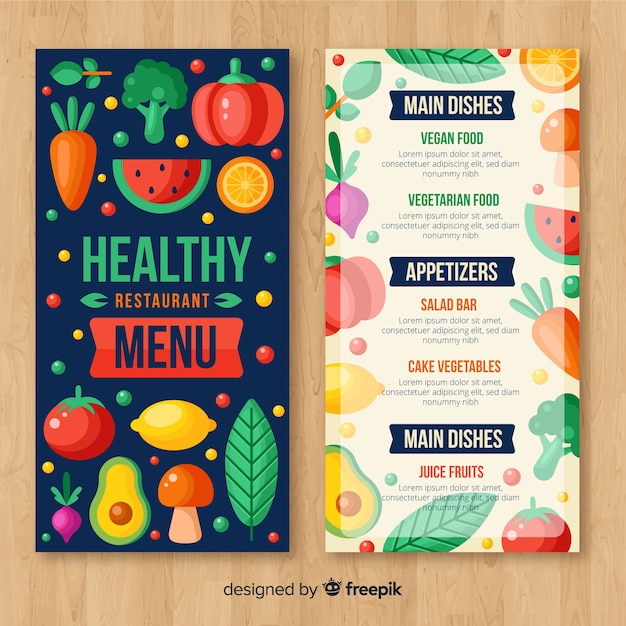 Free vector flat colorful organic menu template