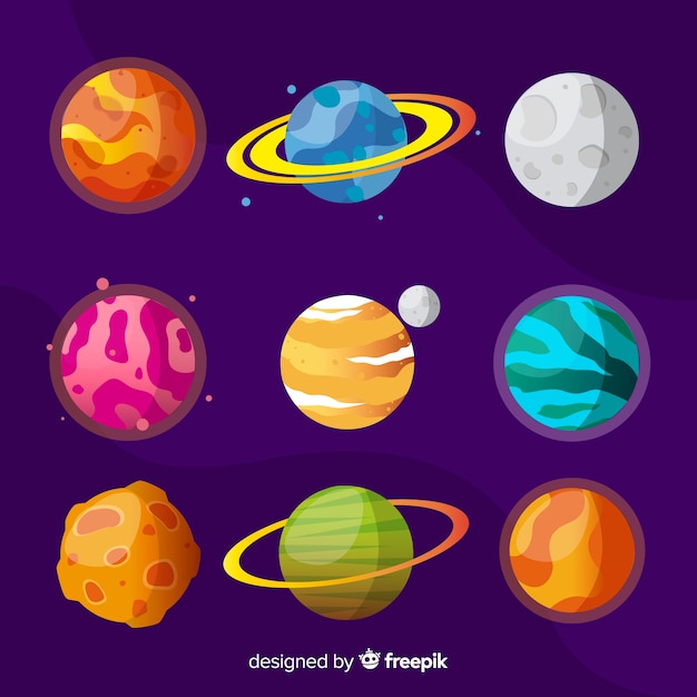 Free vector flat colorful planet collection