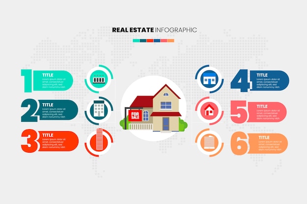 Flat colorful real estate infographics