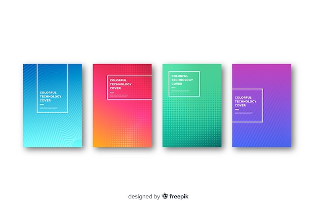 Free vector flat colorful technology cover collection