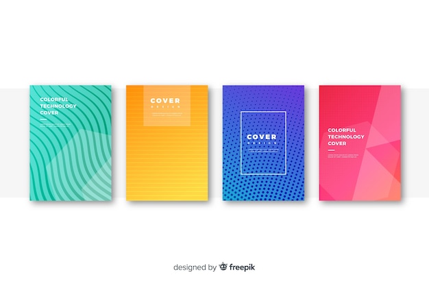 Free vector flat colorful technology cover collection