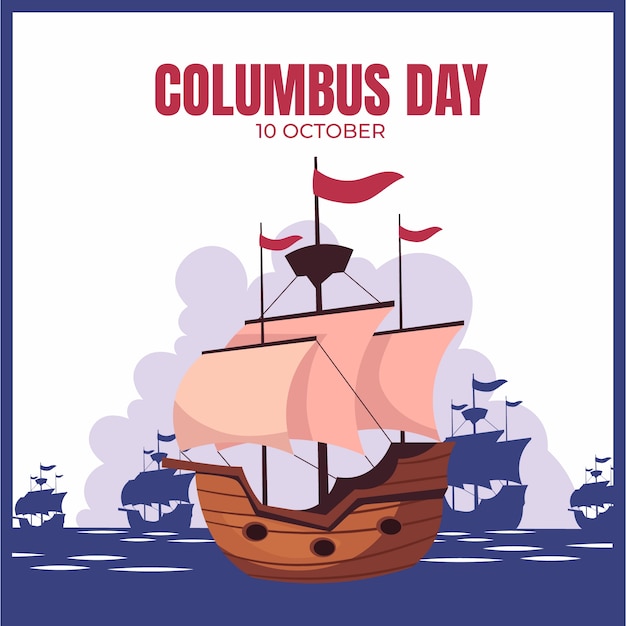 Vettore gratuito columbus day background piatto