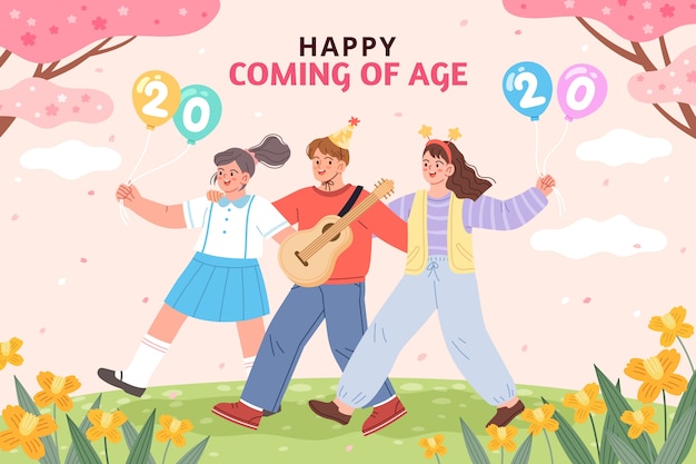 Flat coming of age illustration