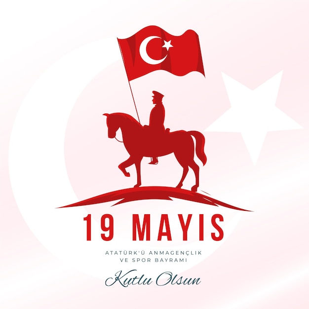 Commemorazione piatta di ataturk, gioventù e illustrazione della giornata sportiva