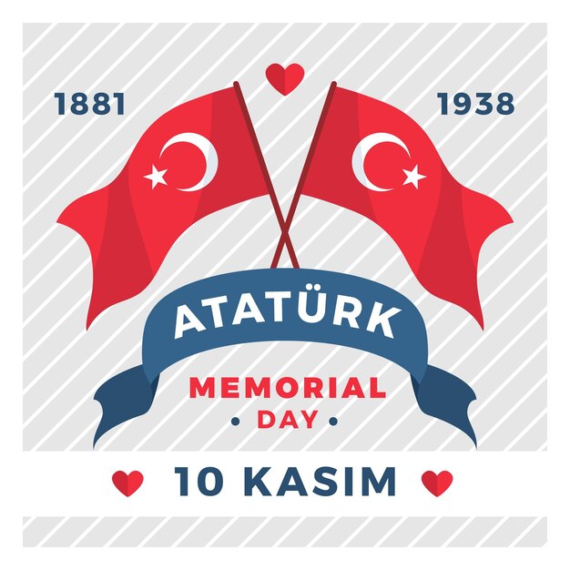 Commemorazione piatta di ataturk, gioventù e illustrazione della giornata sportiva