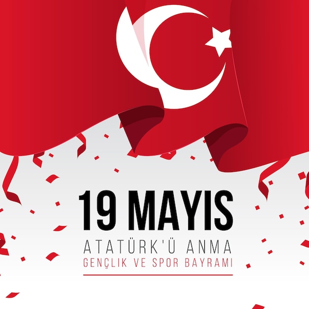 Free vector flat commemoration of ataturk, youth and sports day illustration