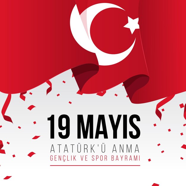 Flat commemoration of ataturk, youth and sports day illustration