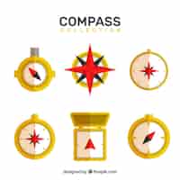 Free vector flat compass collection