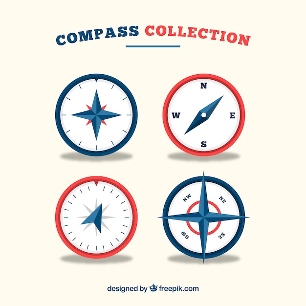 Free vector flat compass collection