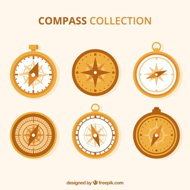 Free vector flat compass collection