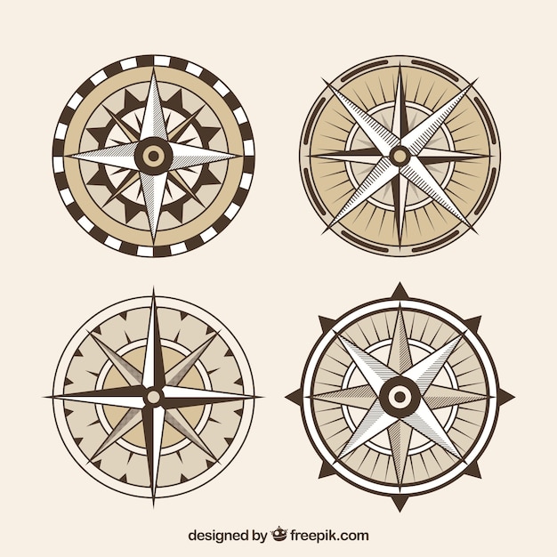 Free vector flat compass collection