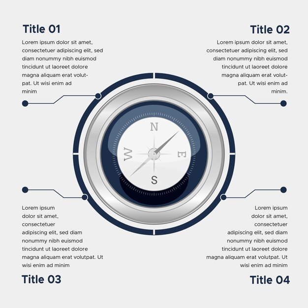 Flat compass infographics concept