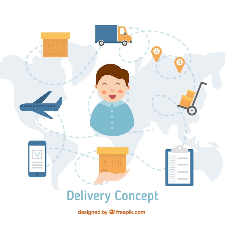 Free Vector flat composition with delivery elements