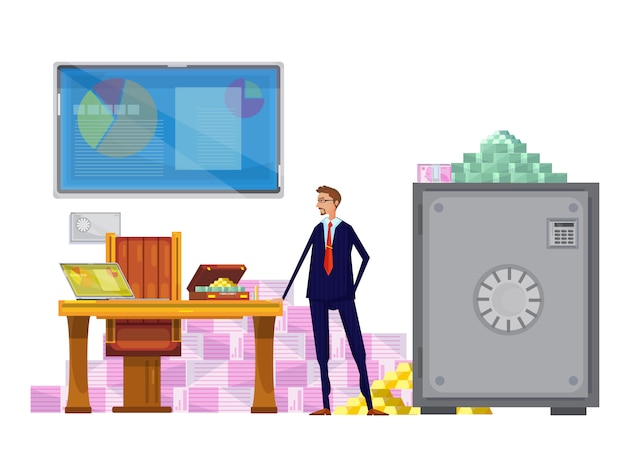 Free vector flat composition with financial worker