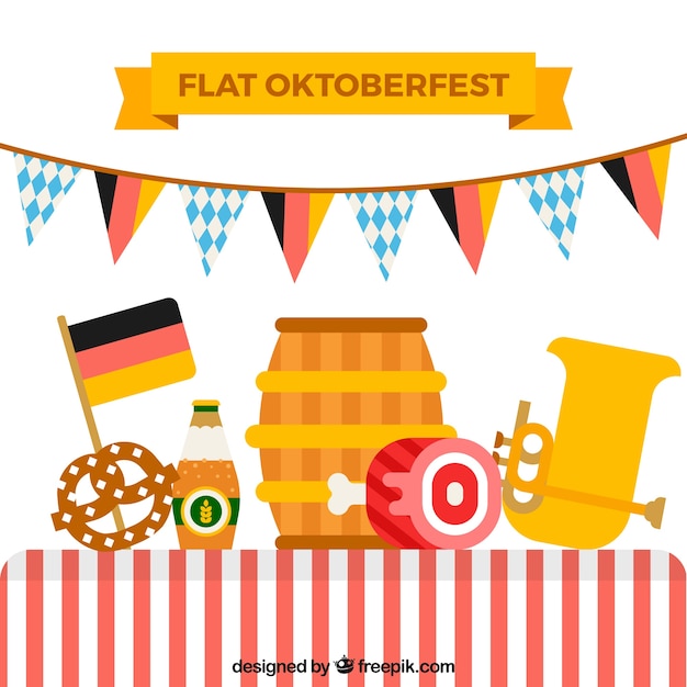 Composizione piatta con complementi oktoberfest