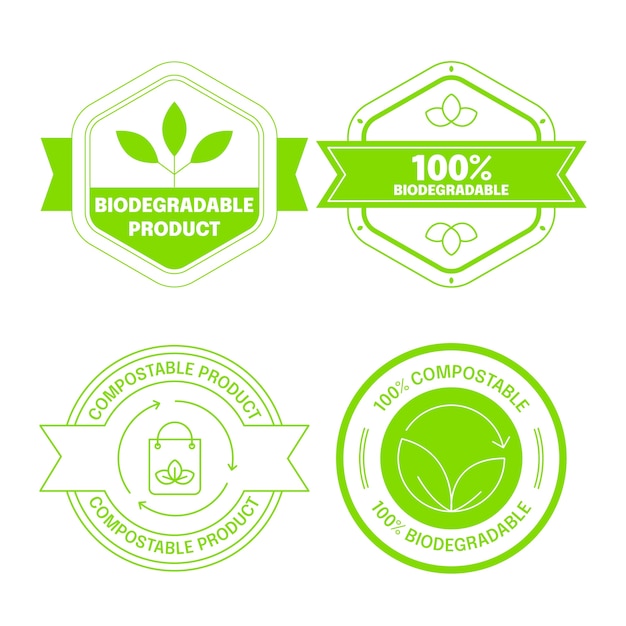 Free vector flat compostable labels and stamps