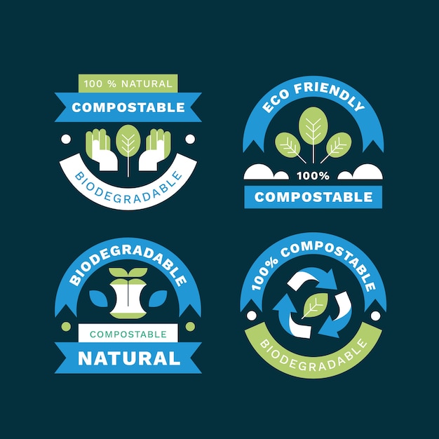 Flat compostable labels and stamps