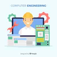 Free vector flat computer engineering concept