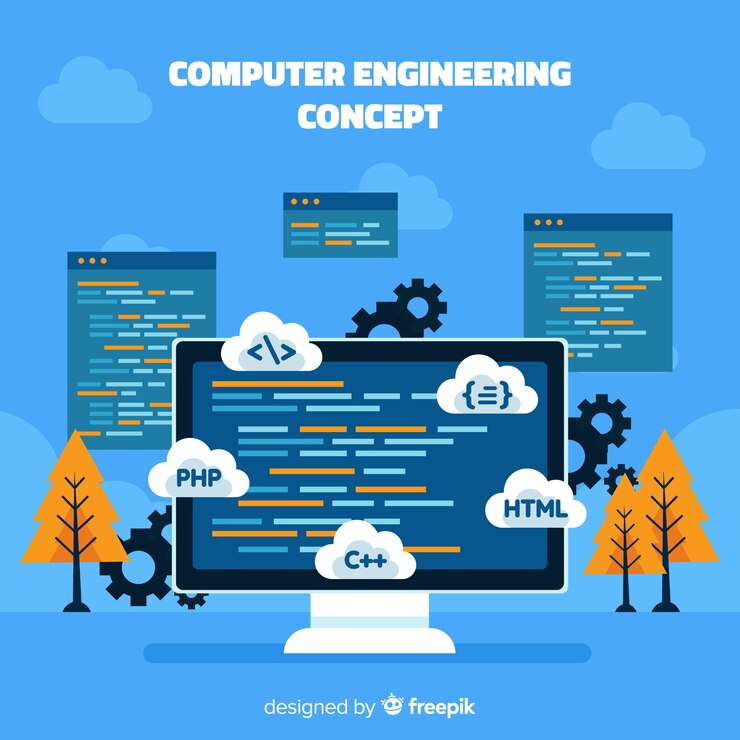 Free Vector flat computer engineering concept