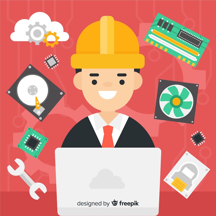 Free Vector flat computer engineering concept