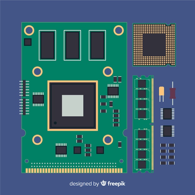 Flat computer engineering concept