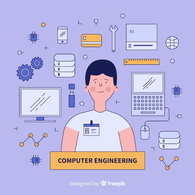 Flat computer engineering concept