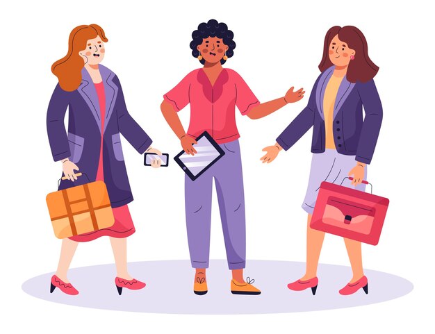 Flat confident female entrepreneurs illustration