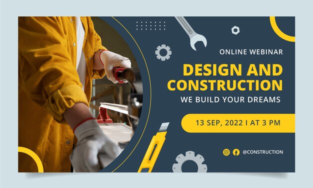 Flat construction company webinar template