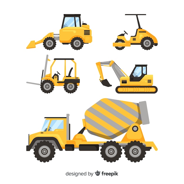 Free vector flat construction equipment collection
