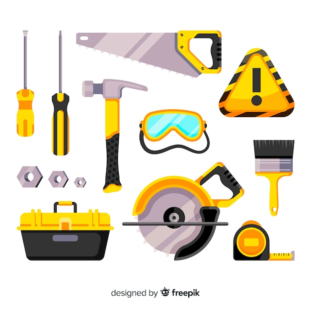 Free vector flat construction equipment collection