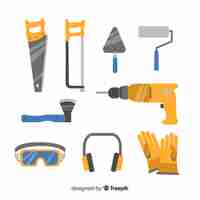 Free vector flat construction equipment collection