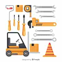 Free vector flat construction equipment collection