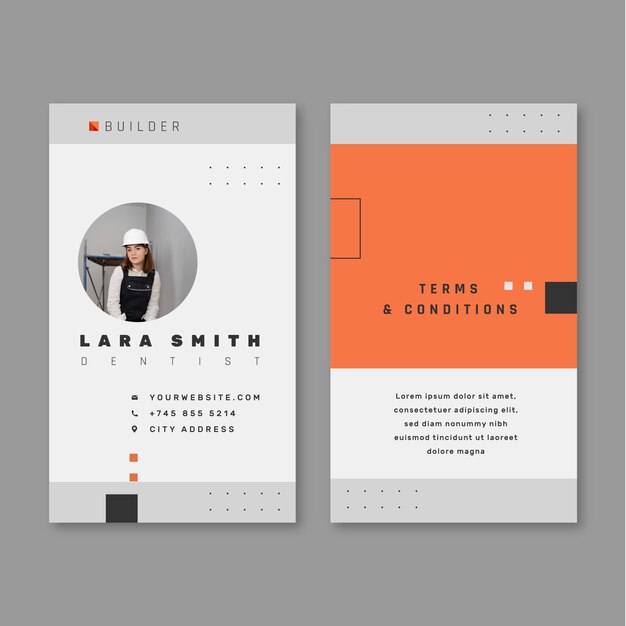 Flat construction id card template