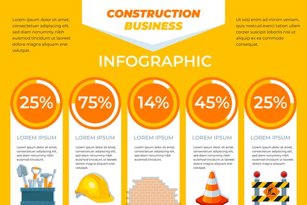 Flat construction infographic template