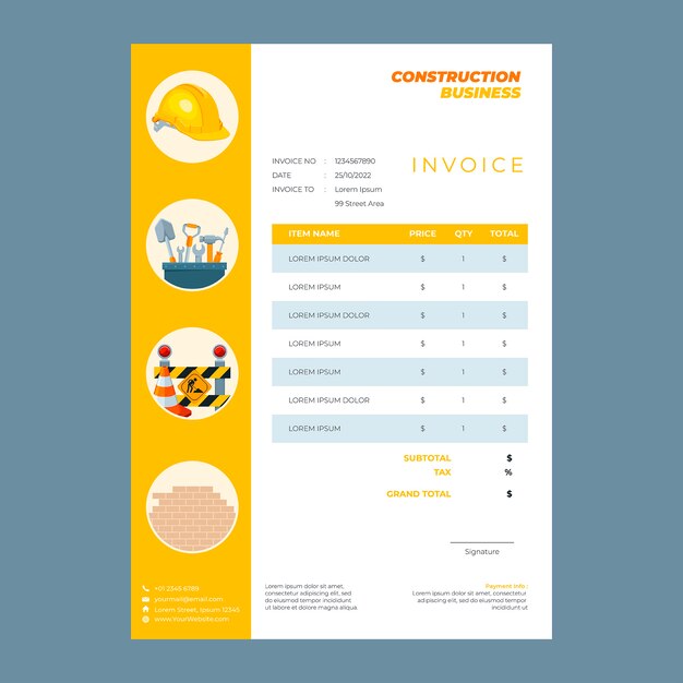 Flat construction invoice template