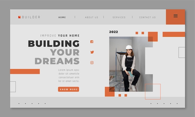 Flat construction landing page template