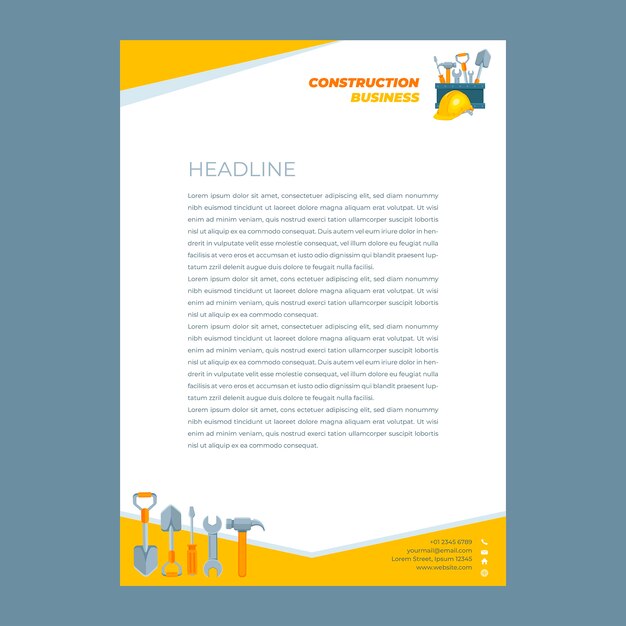 Flat construction letterhead template