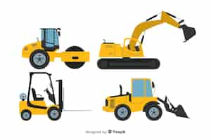 Free vector flat construction machines collection