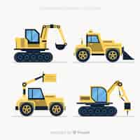 Free vector flat construction machines collection