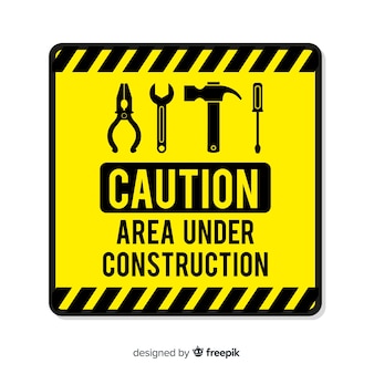 Flat under construction sign background