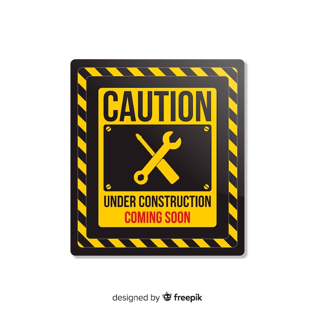 Flat under construction sign background