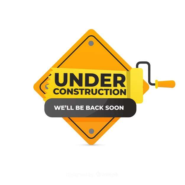 Flat under construction sign background