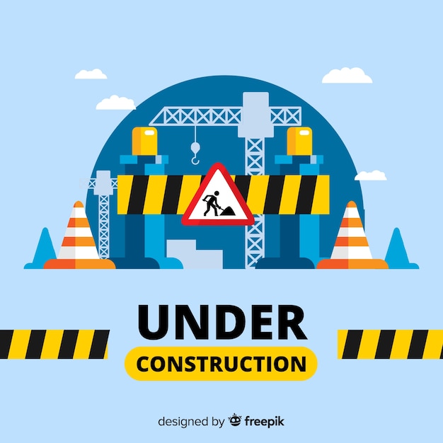 Flat under construction sign background