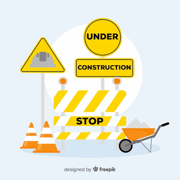 Free vector flat under construction sign background