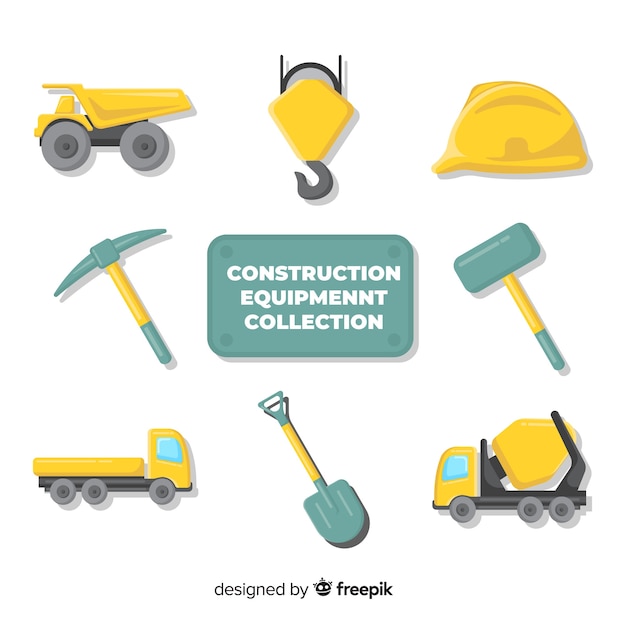 Free vector flat construction tools collection