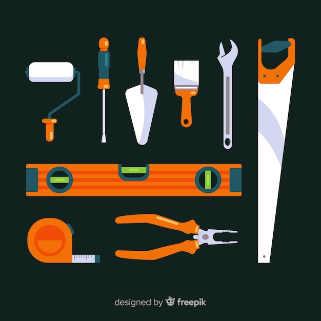 Free vector flat construction tools collection