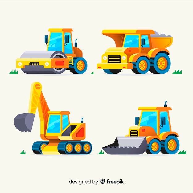 Flat construction trucks collection