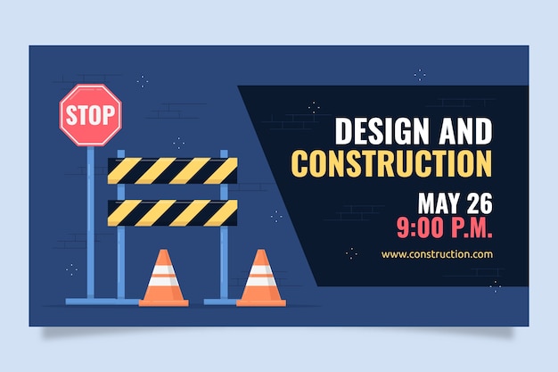 Free vector flat construction webinar template