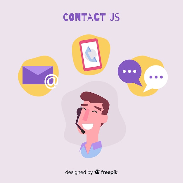 Free vector flat contact us background