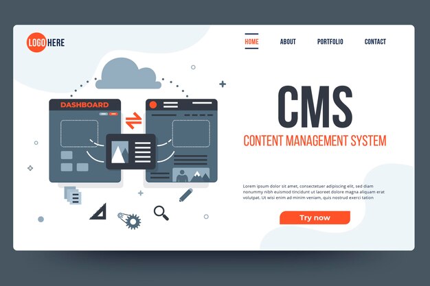 Free vector flat content management system web template